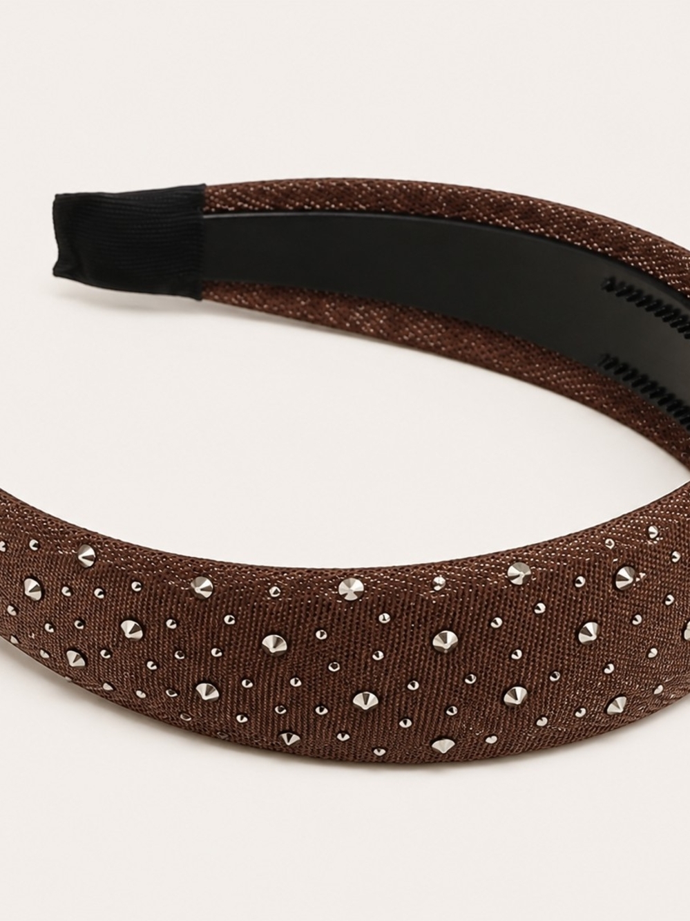 Brown Studded Padded Headband - Picture 3 of 3